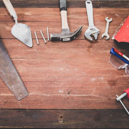 flat lay photography of hand tools