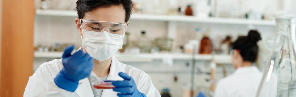 man doing a sample test in the laboratory